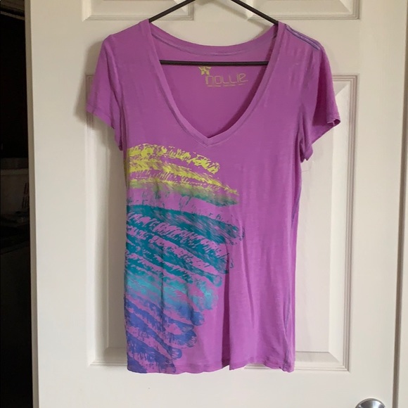 Nollie Purple Tee V Neck 100% Cotton sz M - Picture 3 of 5